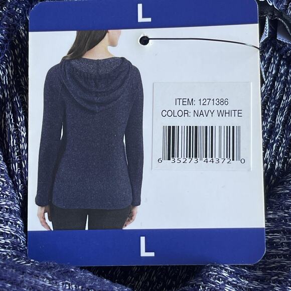 Kenneth Cole Pullover Sweater Womens Large Hooded Lightweight Tie Neck - Picture 4 of 10